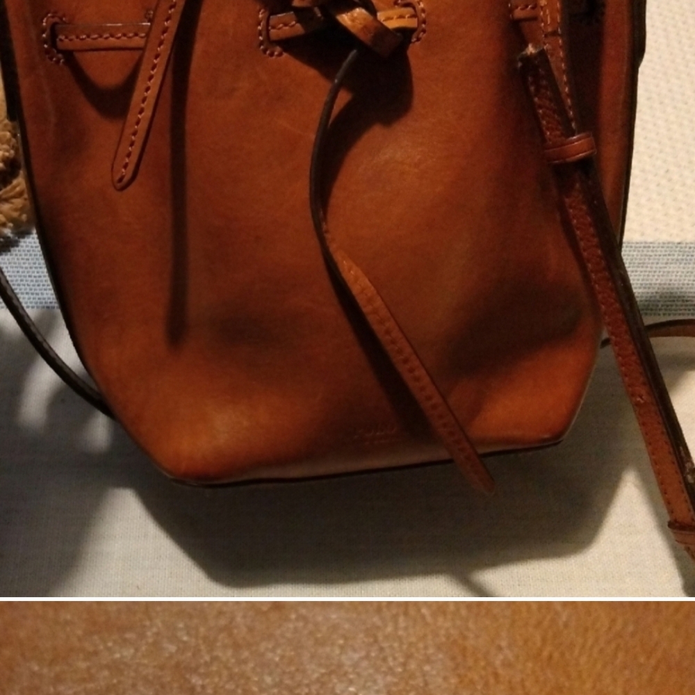Polo by Ralph Lauren Brown Leather Crossbody Bucket Bag